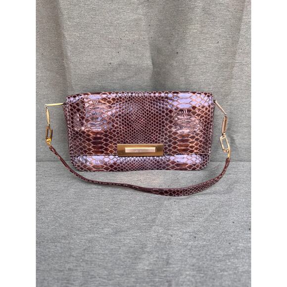 Vintage Stuart Weitzman Brown Snakeskin Embossed Shoulder Bag - Picture 1 of 10